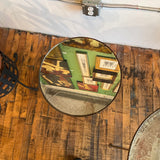 Fixtures - Set of Two Crate & Barrel Metal Tables w/ Mirror Tops