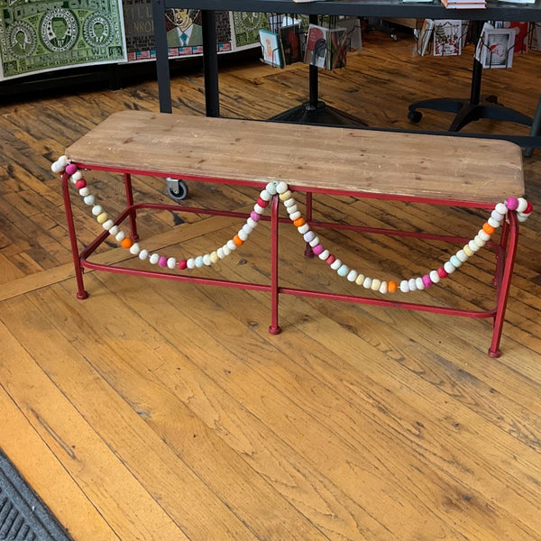 Fixtures - Red Metal Bench w/ Wood Top