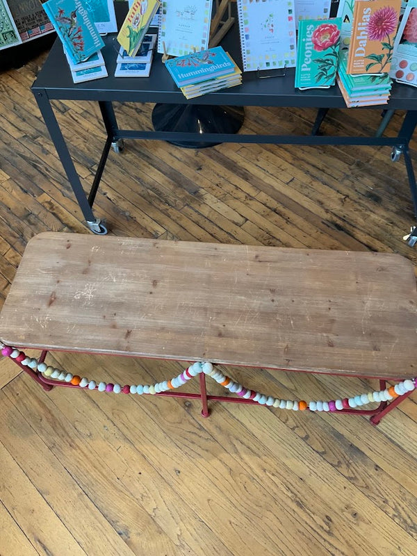Fixtures - Red Metal Bench w/ Wood Top