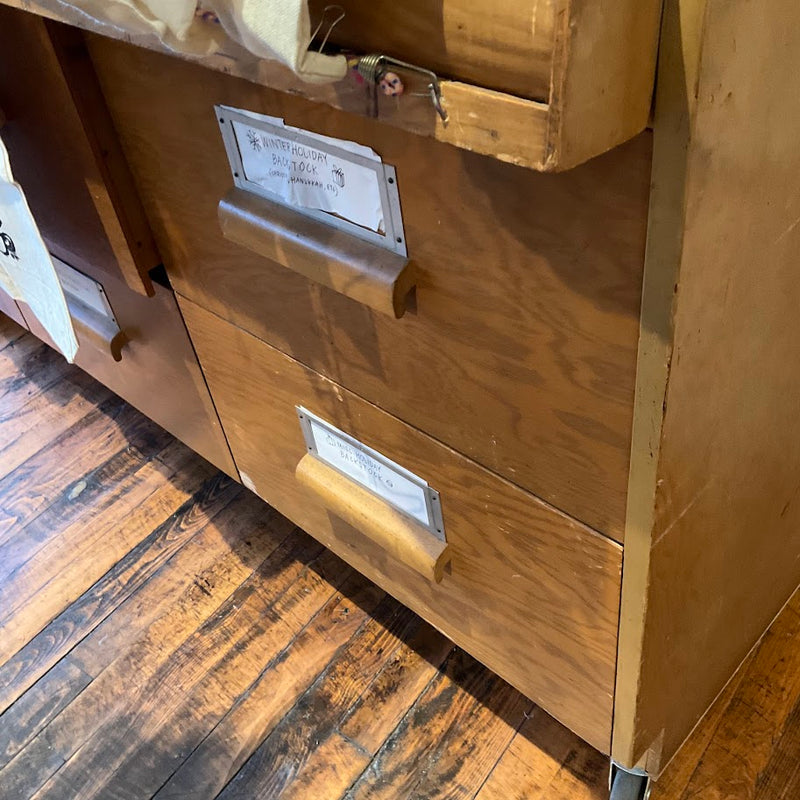 Fixtures - Vintage Wood Card Display w/ 6 Drawers