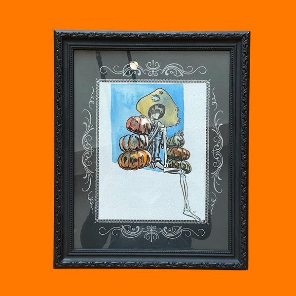 Skeleton with Pumpkins - Esther Sitver
