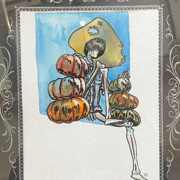 Skeleton with Pumpkins - Esther Sitver