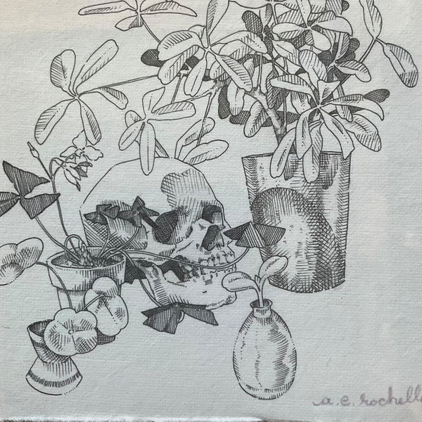 Death Amongst the House Plants (Framed) Print (Haunted Art Show 2025) - Annie Rochelle