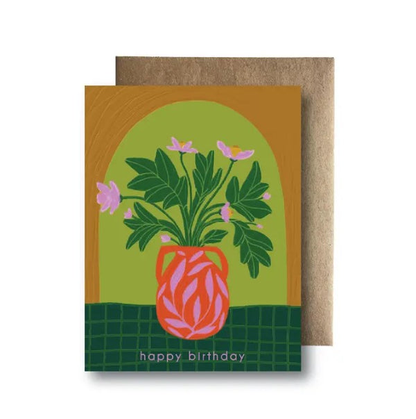 Poppies in Vase Birthday Card