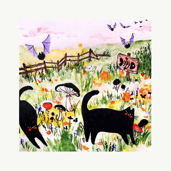 Print - "Two Black Cats" - 8 x 8