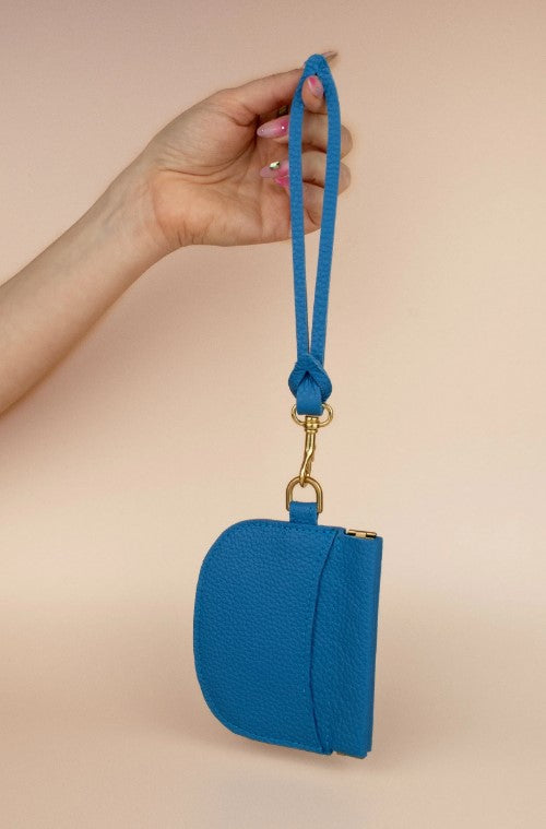 Leather Knot Keychain in Matisse Blue - Cold Gold