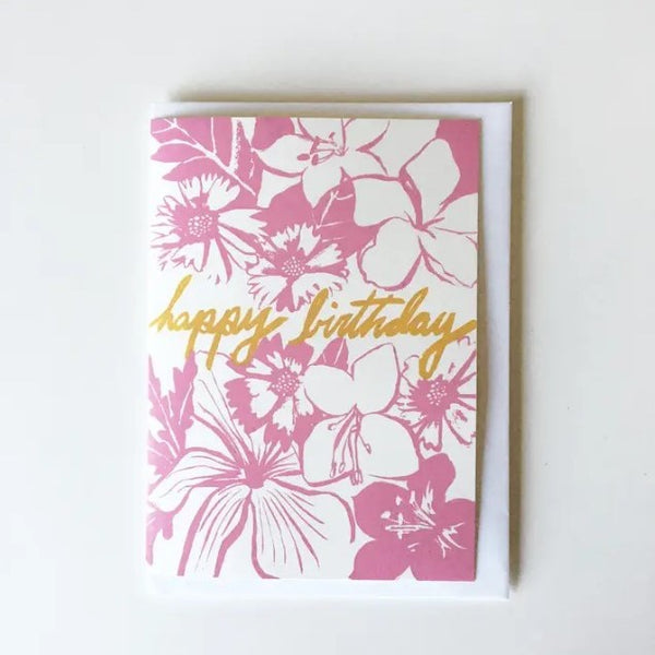 Pink Floral Birthday Card