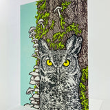 Art - Wise Old Owl in the Old Growth Forest