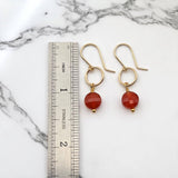 Gold and Carnelian Dangle Earrings -  Handmade & Small Batch