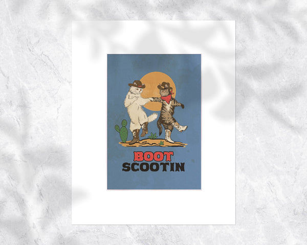Boot Scootin Kitties Print - 8 x 10