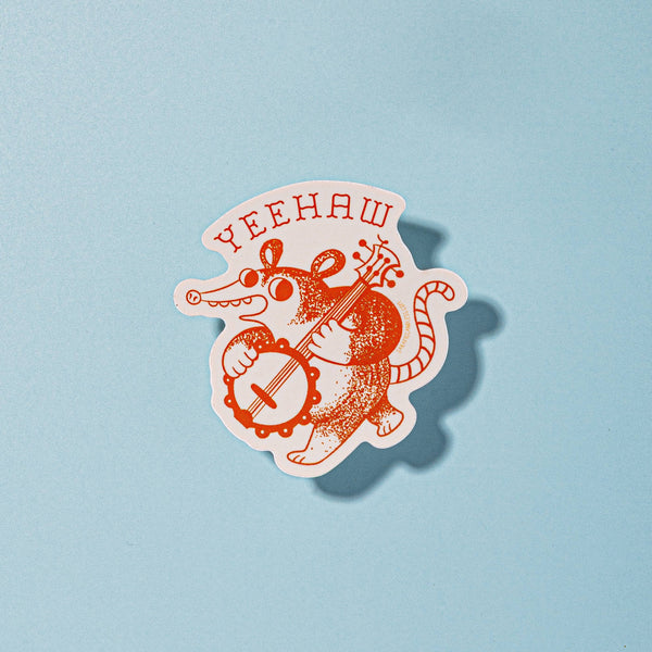 Banjo Yeehaw Possum Sticker