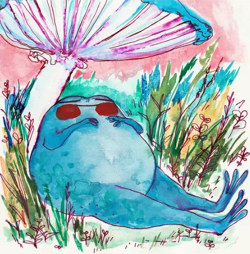 Blue Frog Napping Print