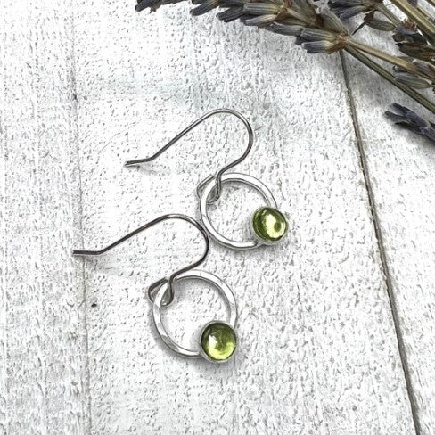 Small Hoop Peridot Earrings