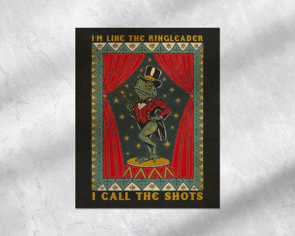 Circus Frog Ringleader Print - 11 x 14
