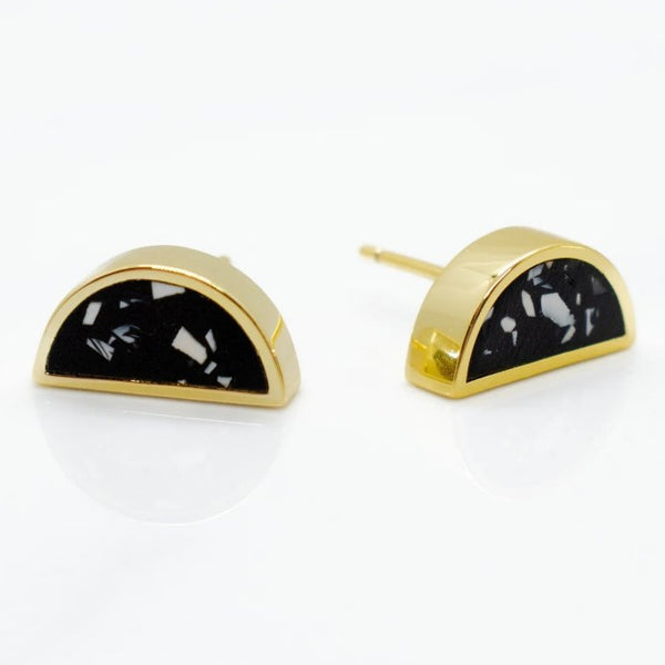 Night Sky Moon Earrings - Cold Gold