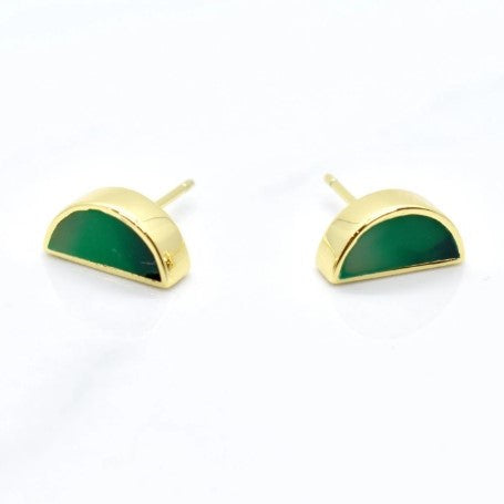 Emerald Moon Earrings - Cold Gold