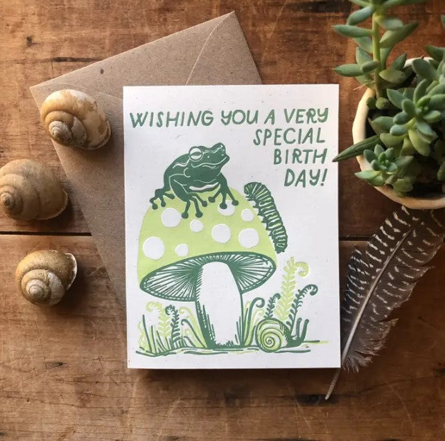 Birthday Frog Mushroom Card