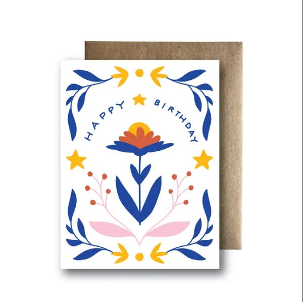 Folk Star Birthday Card