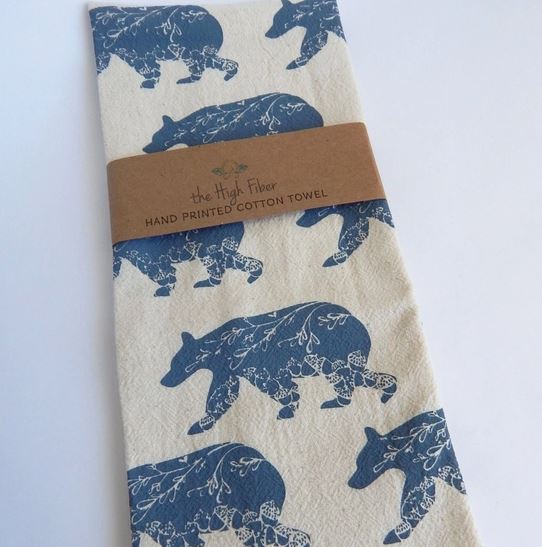 Bear Tea Towel - Blue