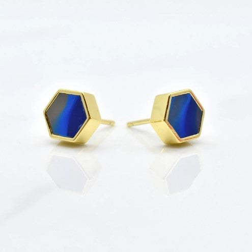 Sapphire Hex Earrings