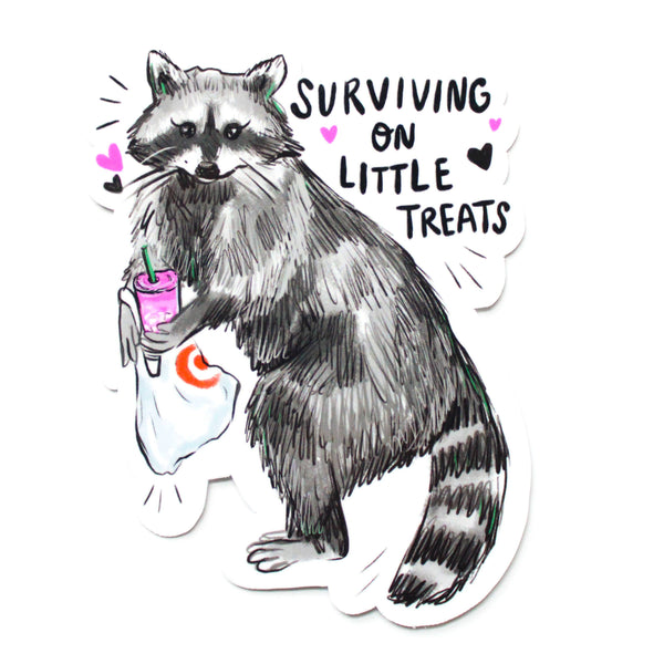 Little Treat Raccoon Vinyl Sticker