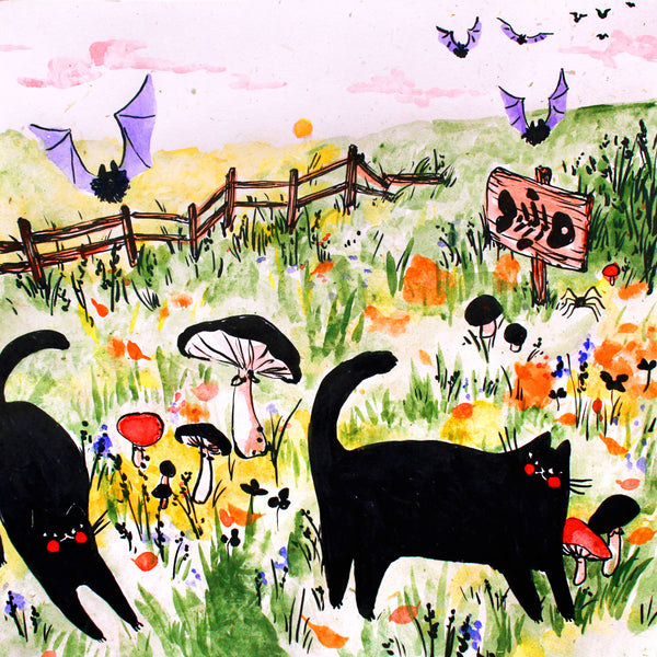 Print - "Two Black Cats" - 8 x 8