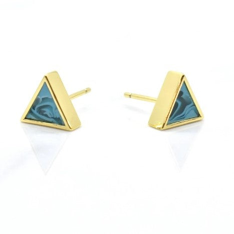 Aquamarine Tri Earrings - Cold Gold