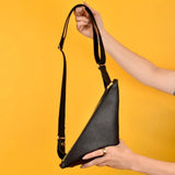 Leather TriSling in Black - Cold Gold