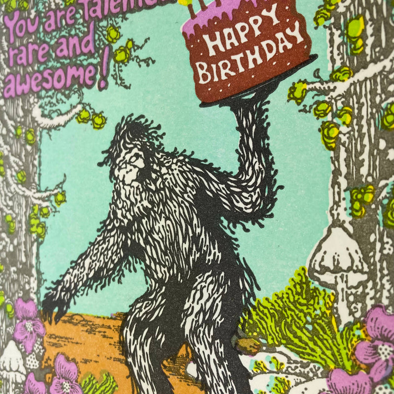 Happy Birthday Sasquatch Riding a One Wheel