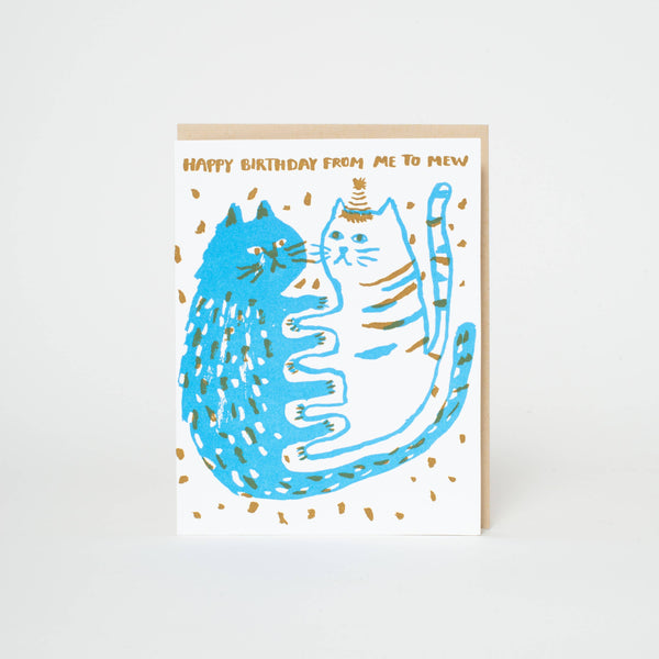 Birthday Me to Mew Cats Letterpress Card