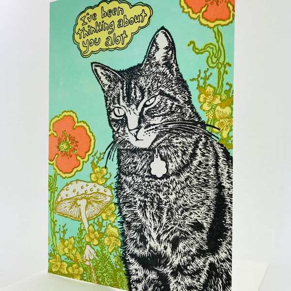 I've Been Thinking About You Cat & Flowers
