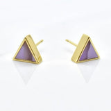 Amethyst Tri Earrings - Cold Gold