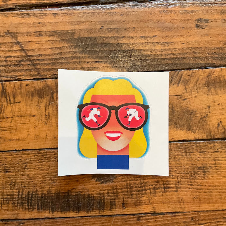 Woman Watching Baseball Sticker