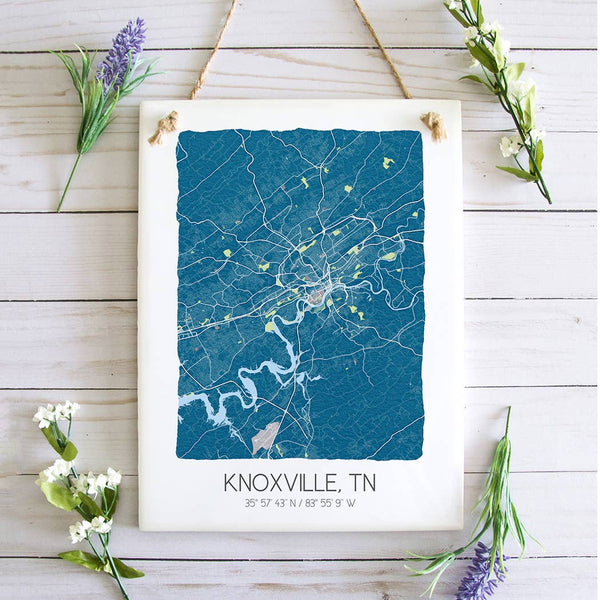 Knoxville Tennessee Map Tile Sign - Ceramic Tile Wall Art