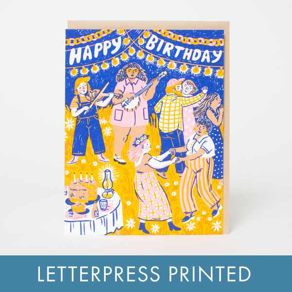 Birthday Barn Dance Letterpress Card