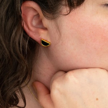 Black Moon Earrings - Cold Gold