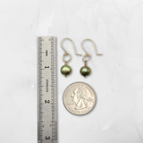 Classic Gold & Lime Green Freshwater Pearl Dangle Earrings