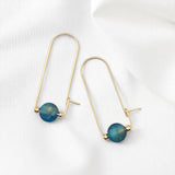 Gold Filled & Blue Tiger's Eye Arc Earrings - Handmade