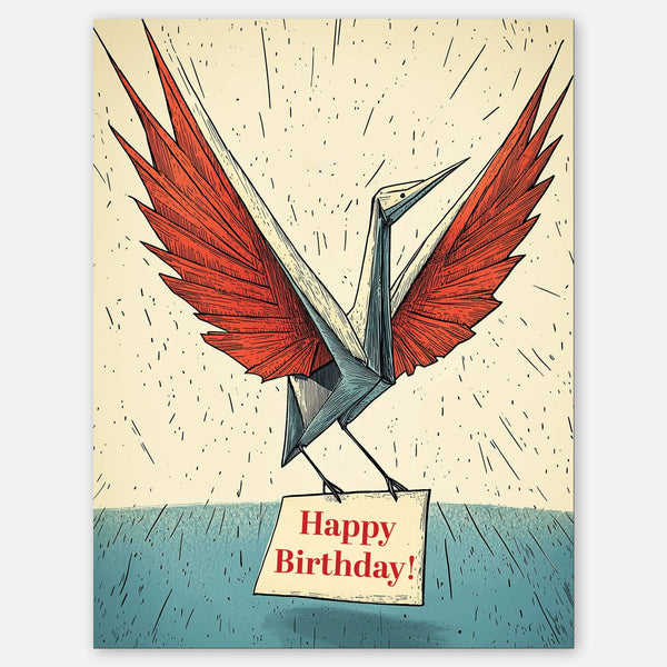 Origami Crane Birthday Card