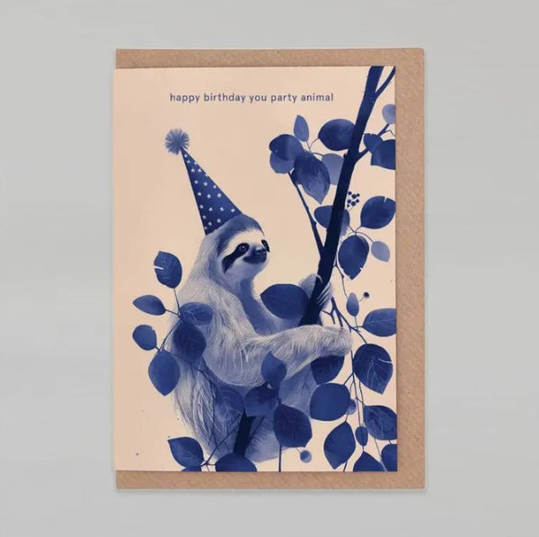 Happy Birthday Party Animal Sloth Card
