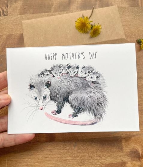 Happy Mothers Day Mom Opossum & Kids Card