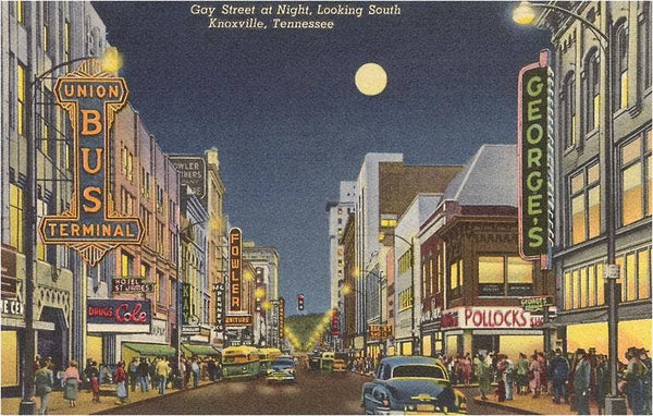Magnet TN-220 Moon over Gay Street, Knoxville, Tennessee