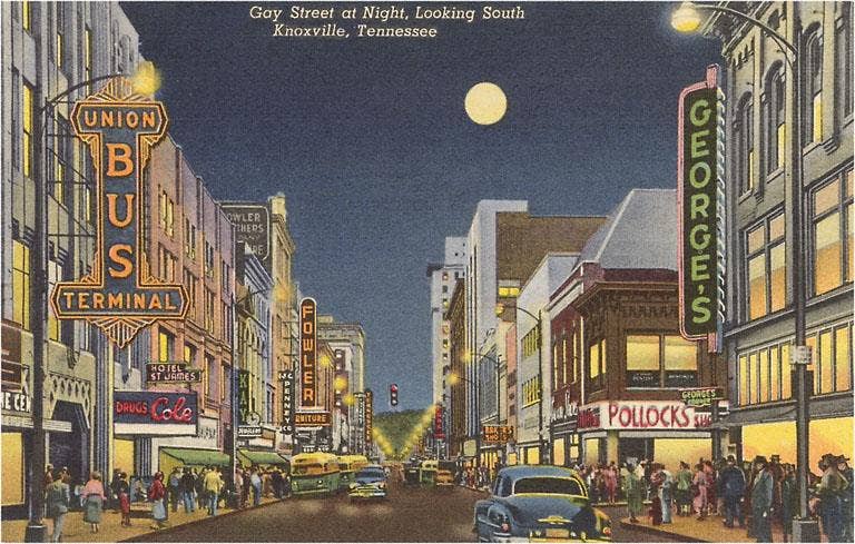 Magnet TN-220 Moon over Gay Street, Knoxville, Tennessee