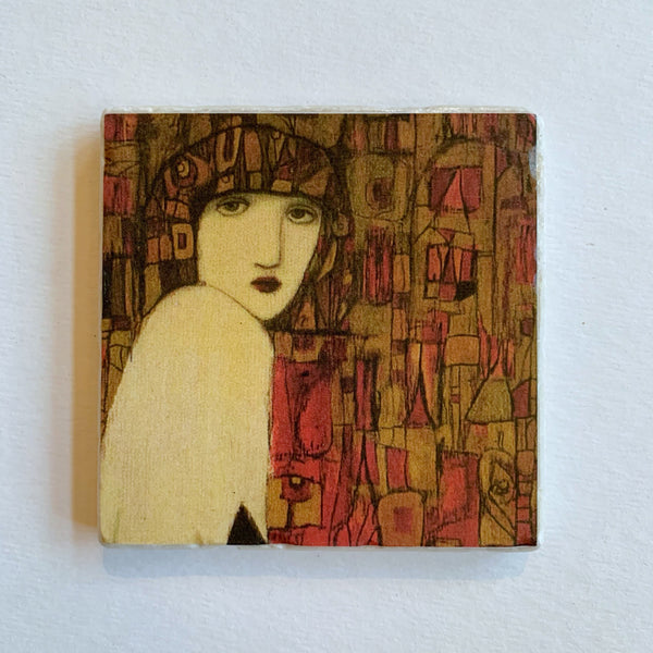 Woman in Crimson Mosaic Coaster