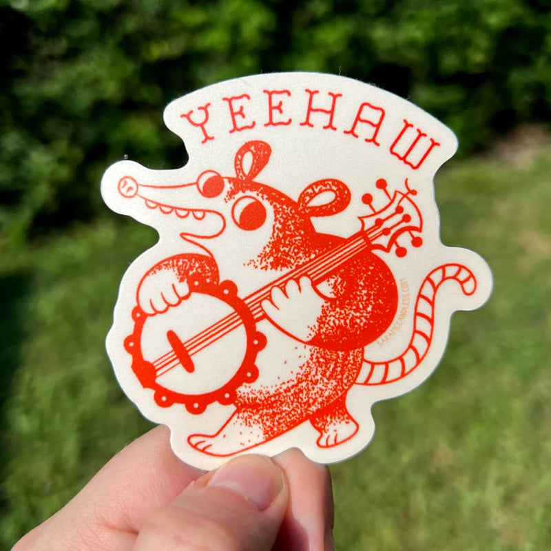 Banjo Yeehaw Possum Sticker