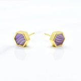 Amethyst Hex Earrings - Cold Gold