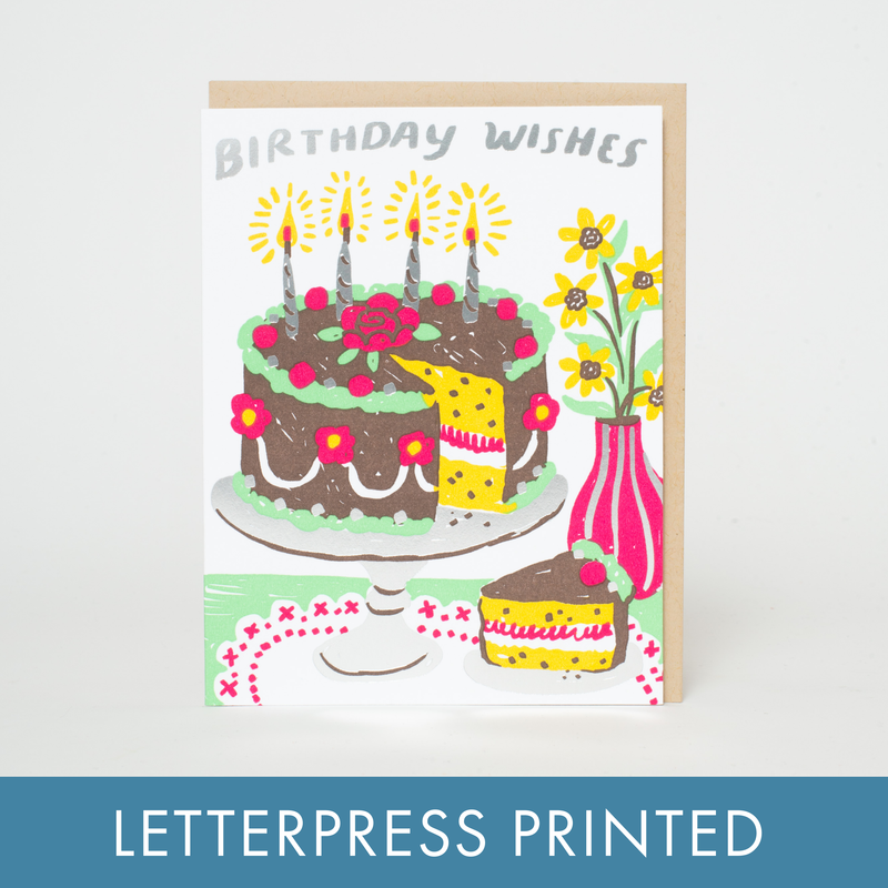 Birthday Cake Wishes Letterpress Card
