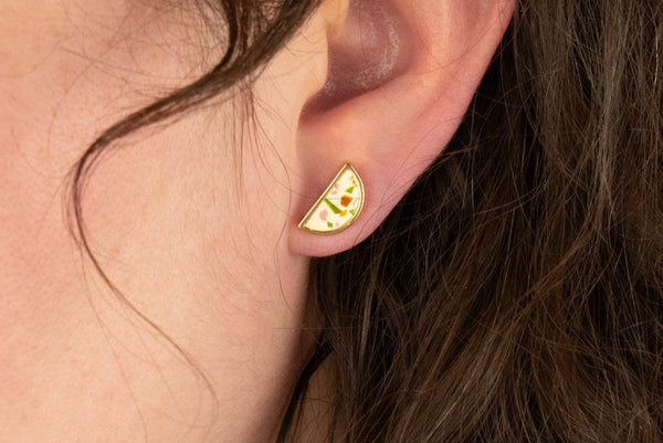 Jewel Moon Earrings - Cold Gold