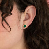 Emerald Hex Earrings - Cold Gold