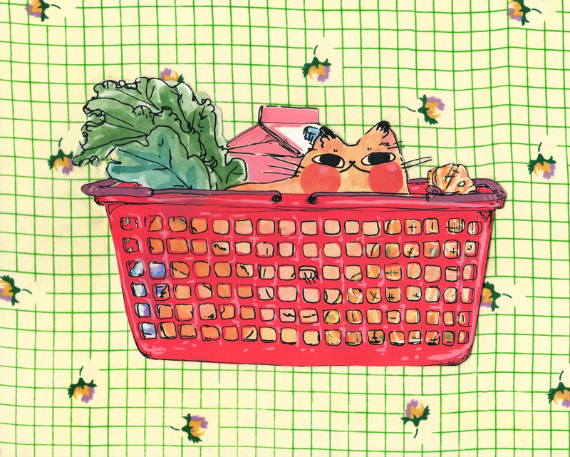 Print - "Basket Cat" - 10 x 8